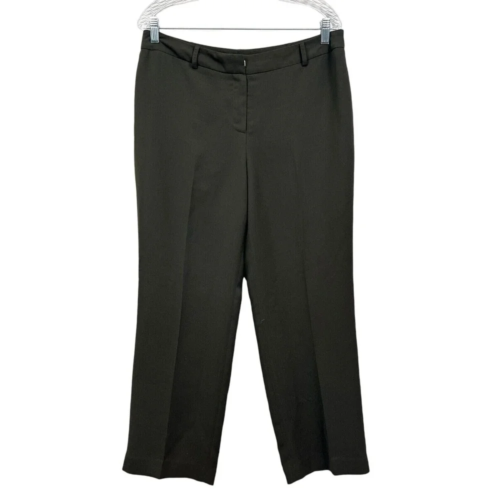 Evan Picone Petite Womens Trouser Pants Straight Lined Zip Fly Green Size 12P*